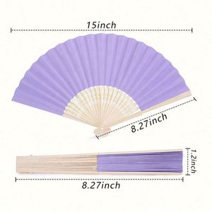 พัดกระดาษแบบพับได้ พัดมือถือ พัดสำหรับงานแต่งงาน ของชำร่วยงานปาร์ตี้ ของตกแต่ง DIY พัดไม้ไผ่แบบพับได้ - Product Image 5