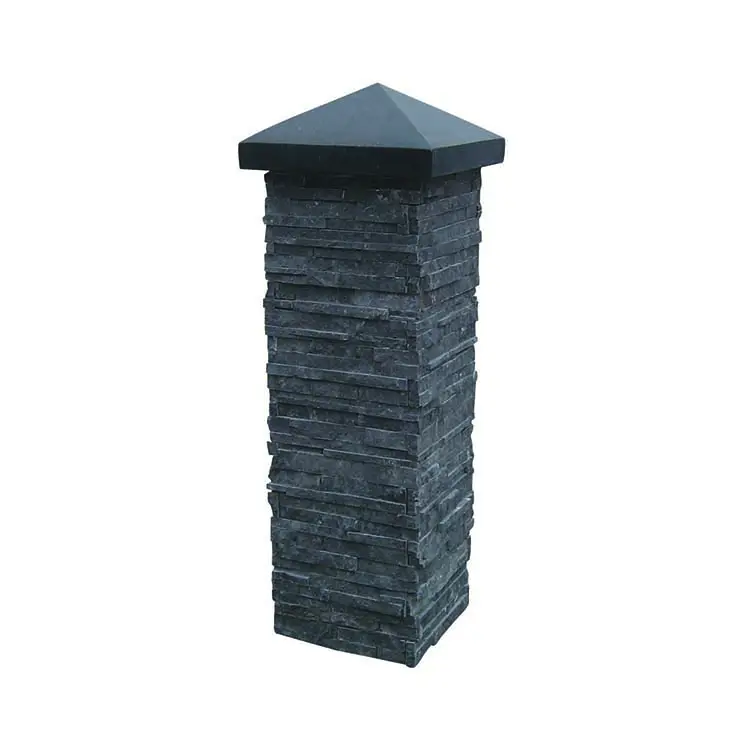 Limestone Pier Wall Capping Stone, Entrance Marble Cladding Culture Stone Tiles Gate Pillar