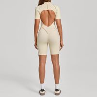 Nouvelle Collection – Vêtement d'extérieur d'été zippé en Spandex/Nylon à manches courtes et bretelles spaghetti, longueur intégrale, idéal pour le fitness et le yoga