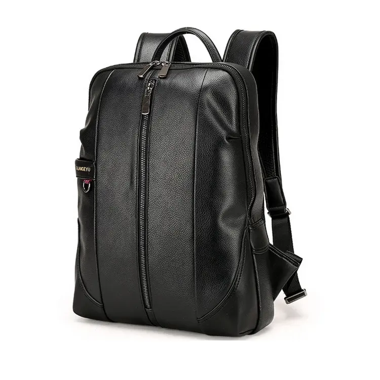 hot selling Fashion PU Leather Design Business Men black Backpack Leather men backpack