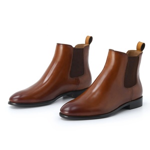 2022 negro marrón PU cuero Chelsea botines planos punta redonda botines mujeres botas cortas zapatos de talla grande - Product Image 4