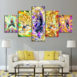 5 adet Anime posteri Dragon topu yağlıboya Goku tuval duvar kağıdı yatak odası dekoru kanepe arka plan duvar sanatı çıkartmaları resimleri