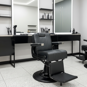 Sillón de Barbero Hidráulico Negro Profesional Vintage para Hombre, Muebles de Peluquería, Opción Económica para Barberías - Product Image 1