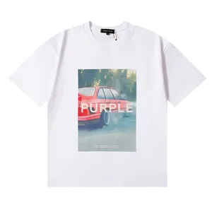 하이 퀄리티 럭셔리 퍼플 티셔츠 디자이너 의류 유명 브랜드 남성용 반바지 슬리브 디자이너 남성 퍼플 브랜드 셔츠