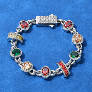 Bracelet en pierres précieuses colorées de luxe <span class=keywords><strong>italien</strong></span> XILIANGFEIZI, bijoux tendance hip-hop <span class=keywords><strong>rap</strong></span> de haute qualité pour hommes - Product Image 2