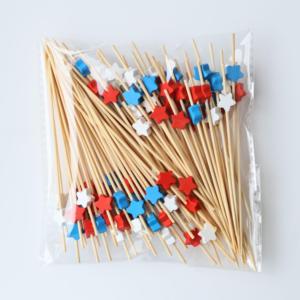 Série Fête de l'Indépendance : Brochettes en bambou de qualité alimentaire, étoiles à cinq branches rouges, bleues et blanches, pour hamburgers et décorations de plats froids - Product Image 2