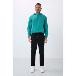 Pantalon de survêtement pour homme noir texturé coupe standard - 82154 - Noir - Product Image 2