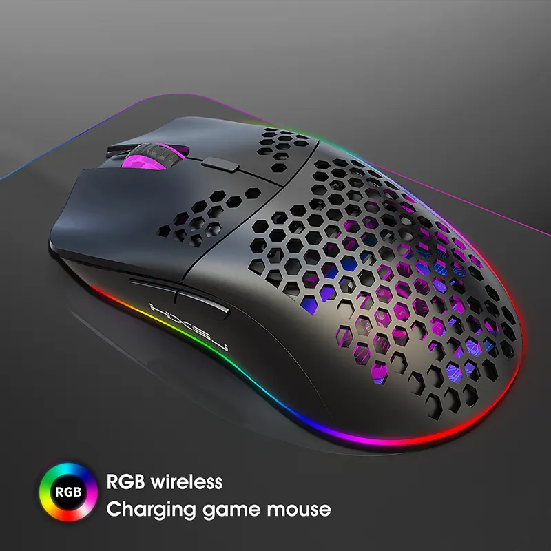 T66 Hole Mouse 2.4G Wireless Lightweight Design Computer Laptop BT Wireless Maus wiederauf ladbare Wireless Mouse Gaming RGB