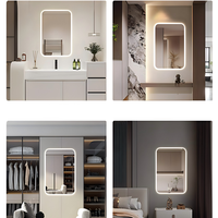 Miroir mural LED au design moderne 50x70cm, rectangulaire, en verre trempé, pour salle de bain, salon, cosmétique, avec commande tactile, réglable 3 couleurs