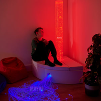 Kit de Sala Sensorial: Set de Esquina con Tubo de Burbujas, Equipo Interactivo Calmante, Columna de Burbujas LED con Asiento Acolchado para Autismo