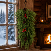 Guirlande décorative de haute qualité en aiguilles de pin artificielles, sans éclairage, pour mariage, porte, Noël, Nouvel An, décoration de la maison