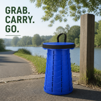 Siège compact bleu pliable à surface ronde pour sentiers pavés, rivières, arbres, sentiers de marche, bords de rivière, tabouret de voyage