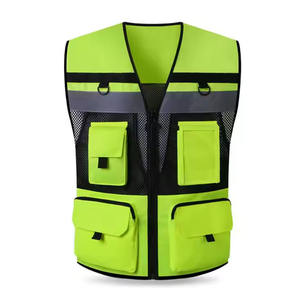 Gilet réfléchissant vert haute visibilité du fabricant Caractéristique à séchage rapide Multi-poches Vêtements de travail personnalisables Gilet de sécurité Article en vrac - Product Image 1
