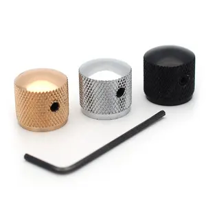 Bouton de réglage de Volume en métal et à vis hexagonales, 10 pièces, boutons de contrôle du Volume pour guitare électrique, basses, noir, Chrome/or