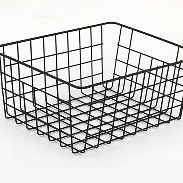 Cesta de metal de hierro para almacenamiento artístico, de malla de alambre, para el hogar, cocina y baño, panier multifuncional, cesta decorativa en negro y oro rosa