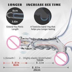 Funda Vibradora de Cristal Suave de Alta Calidad para Alargar el Pene, Condón Vibrador para Hombres, Juguete Sexual - Product Image 3