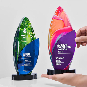 Trophée de plaque en verre cristal de finition de miroir d'impression polychrome - Product Image 2