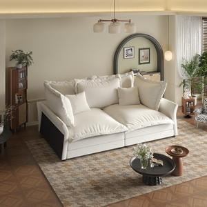 Modern Convertible Chenille Fabric <b>Sofa</b> Set Apartment-Friendly Cloud Design with Deep Seat and Multiple Large Soft Pillows - Product Image 1