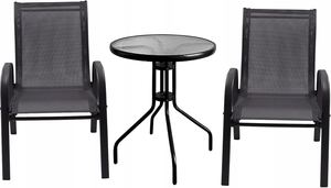 Uplion Ensemble de chaises de table à manger de patio Mobilier de jardin extérieur 3pcs Acier Teslin Hôtel Chaises Ensemble de table Jardin Métal Bistro Sets - Product Image 6