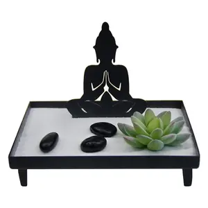 Personalizado creativo Metal arte Mesa hecha a mano Mini Zen arena jardín Kit decoración del hogar Lotus estufa Buda Zen jardín