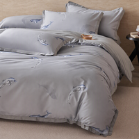 Low MOQ personnalisé fleur imprimée housse de couette ensemble de draps de lit de literie en coton doux
