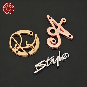 JACK FANG Custom Letter Metal 3D Embossed Logo Label For Garment Laser Cut Plated <b>Name</b> <b>Tag</b> With Chain - Product Image 5