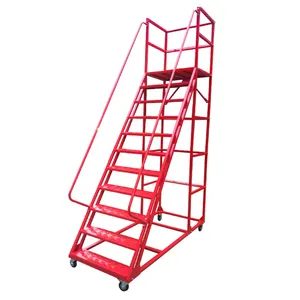 Platform Rolling Pick Up Step Ladder Warehouse Climbing 4 Wheeled Movable Large Steel Platform Portable Step Ladder