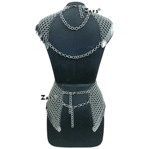 Costume de courrier en chaîne de style médiéval fait à la main jupe de col Scalemaille élégante en aluminium poli Technique pour cadeau d'Halloween - Product Image 2