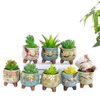 Pot de fleurs en céramique coréen pour plantes succulentes et cactus, mini décoration colorée, cadeau mignon pour fille