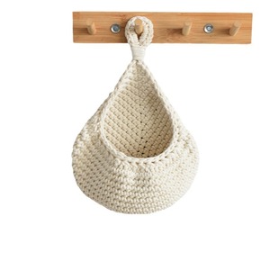 Sac en filet en forme de goutte d'eau en corde de coton tressée à la main, sac de rangement pour fruits et légumes en corde de chanvre au crochet, décoration murale pour plantes - Product Image 4