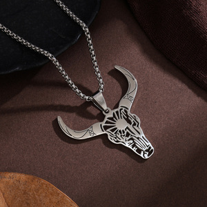 Collier pendentif taureau en acier inoxydable ajouré, style denim animalier western, bijoux <span class=keywords><strong>de</strong></span> corrida <span class=keywords><strong>mexicaine</strong></span> - Product Image 3