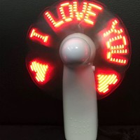 PARTYMENT Ventilatore LED Portatile Mini DIY con Testo Lampeggiante, Display Programmabile per Pubblicità, Omaggio per Feste