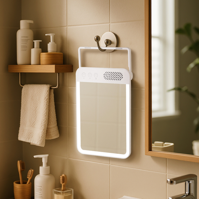 Hot Selling Adjustable LED Light Desktop Smart Beauty Mirror Bluetooth Speaker WiFi Connection Applying Makeup Great Gift Idea