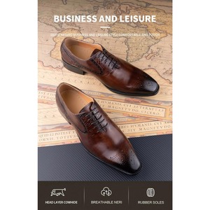 Men's Luxury Oxford Dress Shoes New Style Handmade Genuine Leather Upper Breathable Lace-Up Factory Wholesale Price Walking - Product Image 4