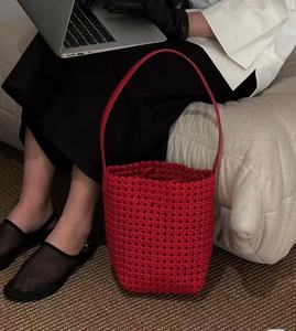 Tendances de la mode féminine, <span class=keywords><strong>sacs</strong></span> fourre-tout décontractés tissés à la main en couleur estivale avec fermeture à cordon, sac élégant pour les vacances à la plage - Product Image 4