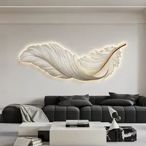 Nouvelle Vente d'Usine Moderne De Luxe Plume Peinture Décorative Led Lampe Salon Toile de Fond Tenture Art Applique Murale Lampe