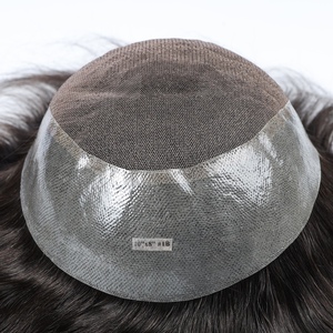 Prothèse capillaire homme 1B en cheveux naturels indiens Remy, ondulés, avec base en dentelle, nouée à la main, qualité supérieure, meilleur prix - Product Image 2