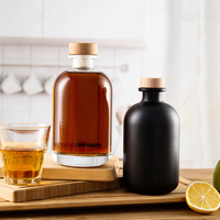 Bouteille de vin en verre vide de 200 ml, 500 ml, 750 ml, bouteille de vodka, gin, rhum, alcool, whisky, bouteille de café en verre, bouteille de liqueur avec bouchon