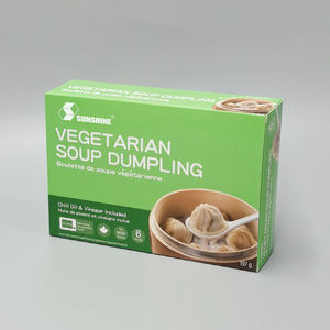 Boîte alimentaire pliable personnalisée en matériaux recyclés pour plats asiatiques surgelés à emporter, soupes végétariennes vapeur, raviolis, sushi, avec pelliculage mat - Product Image 3