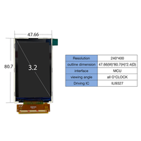 Panel Layar LCD TFT A-Si 3,2 Inci 240*400 dengan Antarmuka MCU ILI9327 dan Lampu Latar 5 LED