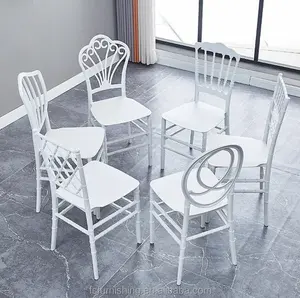 可堆叠家具北欧靠背白色PP塑料厨房客厅酒店婚庆椅子婚庆椅