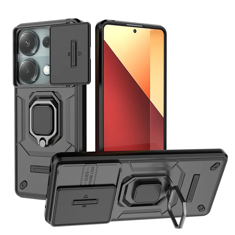 Shockproof Armor For Xiaomi Poco M6 Pro 4G Ring Holder Case Poco X6 Pro 5G F5 X5 C65 Camera Protection Privacy Case