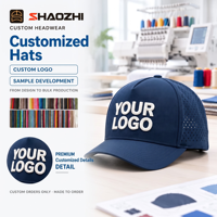 Casquette de golf sportive à 5 panneaux avec visière pré-courbée, séchage rapide, respirante, logo brodé en relief 3D, tissu personnalisé, fabricant OEM, couleur personnalisée