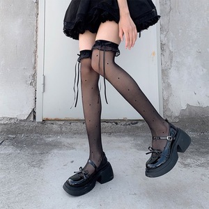 Women's Ultra Thin Knee High Stockings With Polka Dots Transparent Lace Top For JK Style Slim Fit <b>Long</b> Calf <b>Socks</b> - Product Image 4