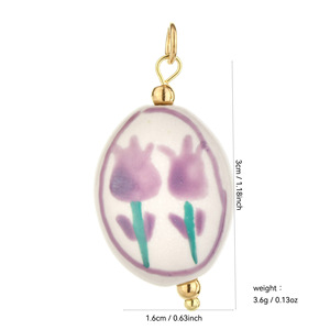 Ciondoli in Ceramica Manna con Perle <span class=keywords><strong>di</strong></span> Porcellana Dipinte e Placcati in Oro per Creazione <span class=keywords><strong>di</strong></span> <span class=keywords><strong>Orecchini</strong></span> - Product Image 4