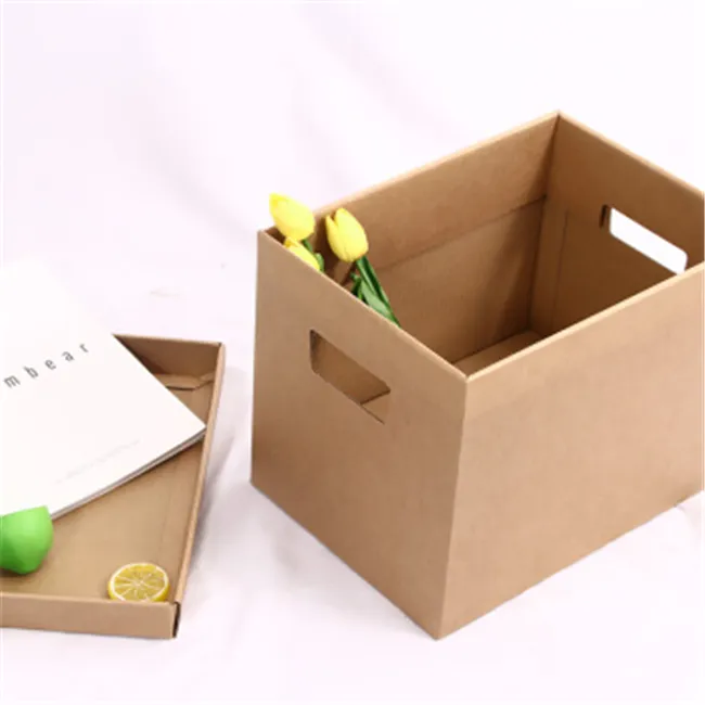 Kraft paper box corrugated paper box A large cardboard box for storing documents in an office