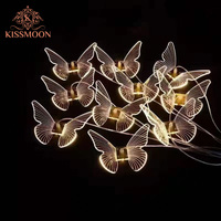 Éclairage paysager extérieur LED dynamique en forme de grand papillon, résistant à la pluie, pour mariage et fête, vente en gros