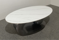Table basse moderne minimaliste en pierre frittée blanche avec support en acier inoxydable pour salon