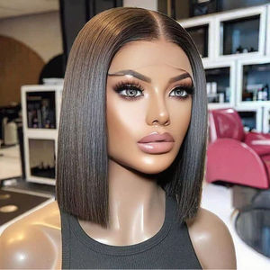 Perruque Bob Lace Front Pré-Pluckée <span class=keywords><strong>Cheveux</strong></span> Naturels Non Traités 2x6 pour Lace 100% <span class=keywords><strong>Cheveux</strong></span> Humains Brésiliens Vierge Remy Longs et Lisses - Product Image 2