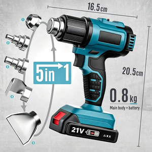 Pistola de calor de 21V a batería, 5 en 1, con temperatura ajustable, herramienta de soldadura portátil para reparaciones de bricolaje. - Product Image 4